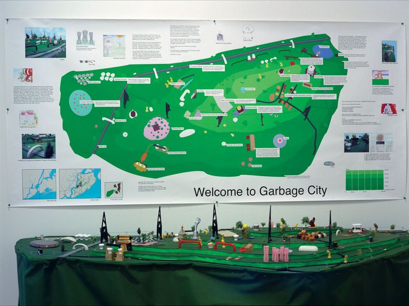 ACVic - Transductores 2010. Carteles y maqueta producida en el proyecto Garbage Problems. New York City, 2002