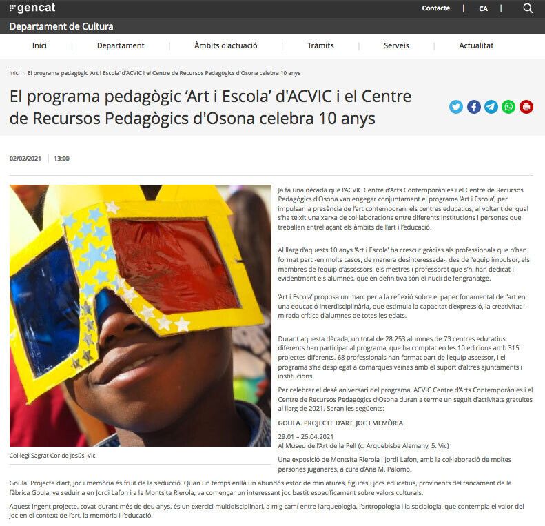 21.01.2021 projecte art i escola 10 gencat cultura